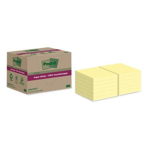 Foglietti riposizionabili Post-it Super Sticky carta riciclata al 100% 76x76 mm Giallo Canary - 12 blocchetti da 70 ff