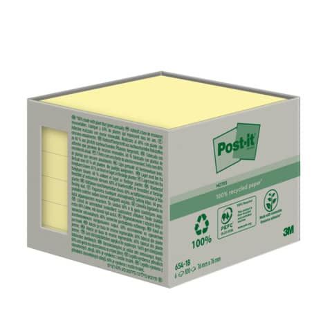 Foglietti riposizionabili Post-it in carta riciclata Giallo Canary - 76x76 mm - 6 blocchetti da 100 ff