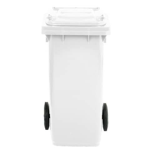 Bidone carrellato per raccolta differenziata 120 lt con coperchio PEHD Mobil Plastic bianco - 1/120/5-BIL