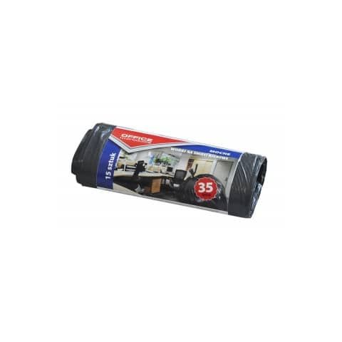 Sacchi dell&#39;immondizia strong Office Products - nero 35 l - rotolo da 15 pezzi - 22021218-05