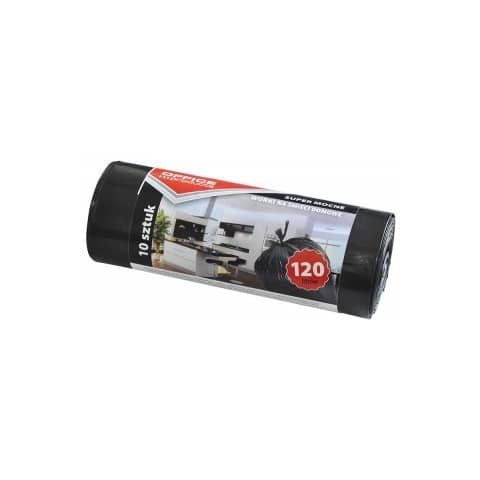Sacchi dell&#39;immondizia strong - Office Products nero - 120 l - 66x109 cm rotolo da 10 pz  - 22022232-05