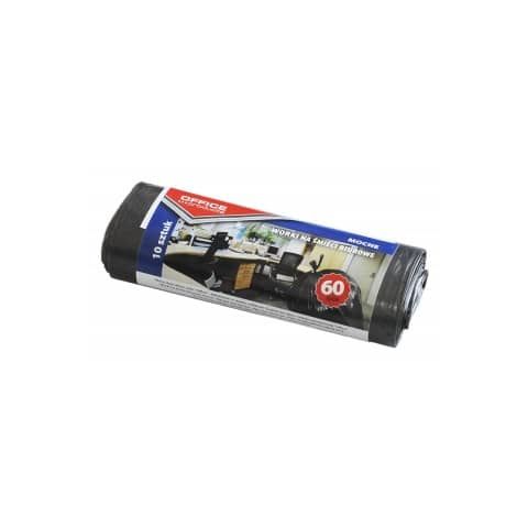 Sacchi dell&#39;immondizia strong Office Products nero 60 l rotolo da 10 pezzi - 22021222-05