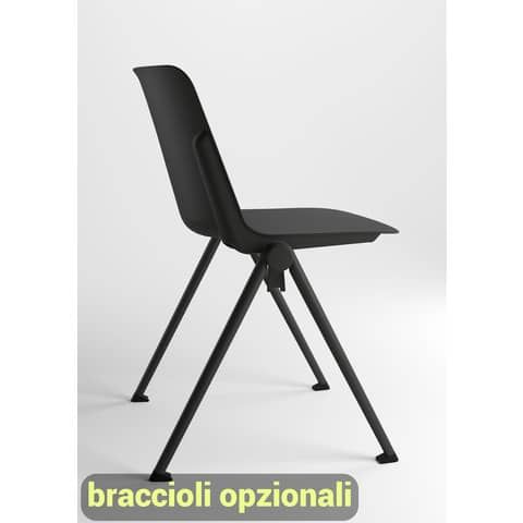 Sedia visitatore in PPL 4 gambe Plus Unisit nero PLVP/NE