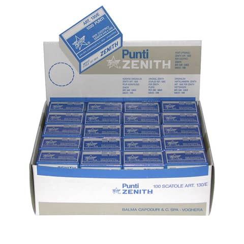 Punti per cucitrice 130/e S100 in acciaio naturale Zenith - conf. da 100 scatole da 1000 punti - 0311301431