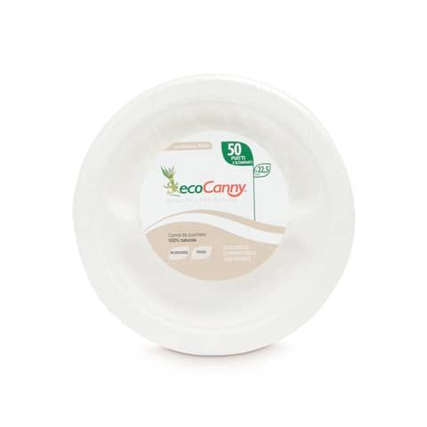 Piatti a 2 scomparti bio-compostabili ecoCanny Party bianco 225x22 mm conf. 50 pz - ECO?008CA