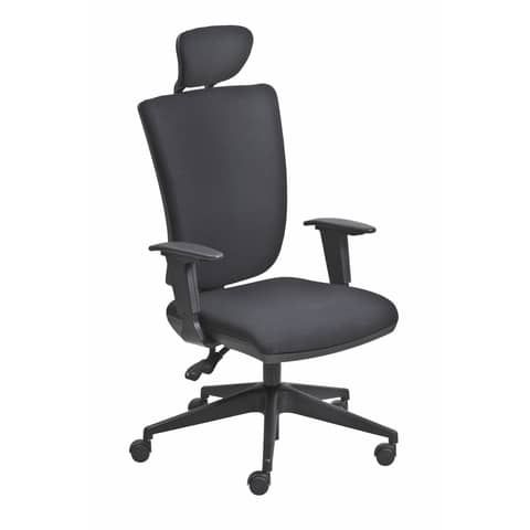Poltrona semi-direzionale Seditaly Comfort tessuto ignifugo nero braccioli regolabili e poggiatesta - CMGPC4EAGB833