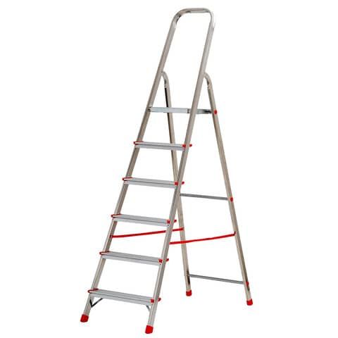Scala in alluminio Scalama rinforzata Gierre 6 gradini - 0.48x1.10xH.1.84 m AL160