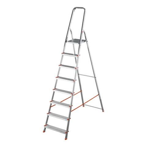 Scala in alluminio Scalama rinforzata Gierre 8 gradini - 0.53x1.41xH.2.23 m AL180