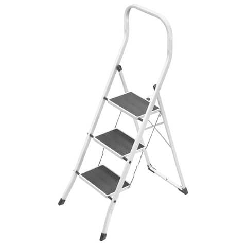 Sgabello in acciaio Superstep - bianco/grigio - per parquet Gierre 3 gradini - 0,47x0,75xH.1,30 m - B0300