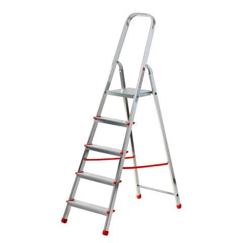 Scala in alluminio Scalama rinforzata Gierre 5 gradini - 0.46x1.06xH.1.63 m AL150