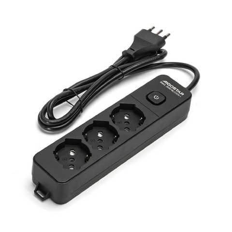 Multipresa con interruttore 16A - cavo 1,5 m - nero Aigostar a 3 vie P40 282271