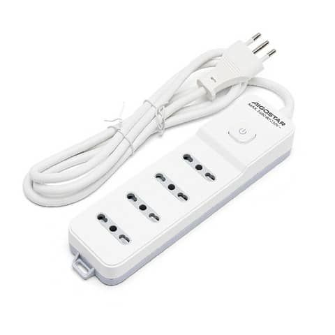 Multipresa bassa a 4 vie P17/P11 con interruttore 16A - cavo 1,5 m Aigostar bianco e grigio - 281489