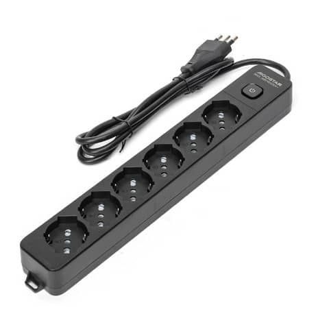 Multipresa con interruttore 16A - cavo 1,5 m - nero Aigostar a 6 vie P40 282363
