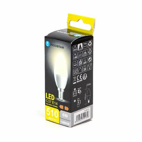Lampadina LED C37 E14 6W 510 lumen Aigostar luce naturale B10105MQO