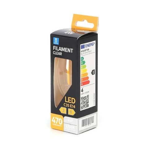 Lampadina a filamento LED luce calda 4W C35 - E14 - 470 lumen Aigostar 35xH.97 mm - B10106AM3