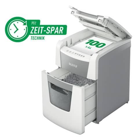Distruggidocumenti automatico Leitz IQ P4 Small Office AutoFeed 100 ff - 34 L - bianco - 80110000