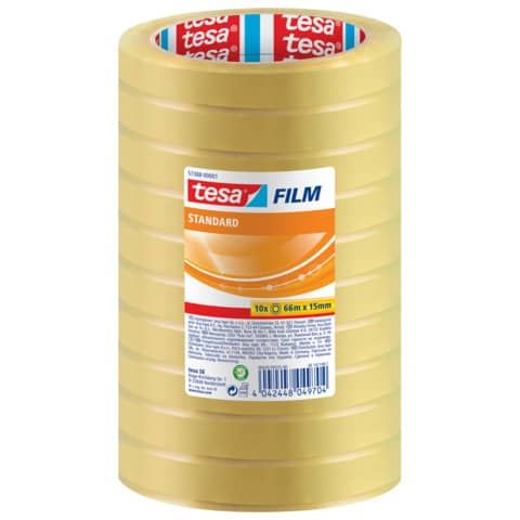 Nastro adesivo Tesafilm standard trasparente 15 mm x 66 m - in conf. 10 - 57388-00001-01
