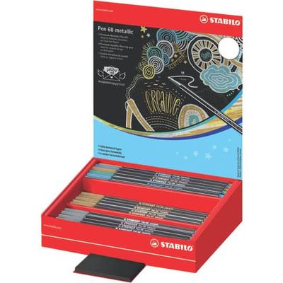 Pennarelli Stabilo Pen 68 tratto 1 mm espositore 60 pezzi metallic Stabilo assortiti - 68/60-8-4