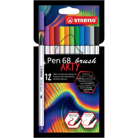 Pennarello Stabilo Arty Line Pen 68 brush punta a pennello in conf. 12 colori assortiti - 568/12-21-20