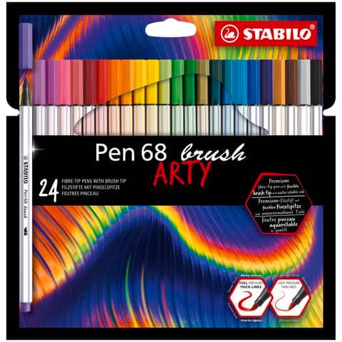 Pennarello Stabilo Arty Line Pen 68 brush punta a pennello in conf. 24 colori assortiti - 568/24-21-20