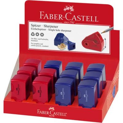 Temperamatite 1 foro Faber Castell Sleeve con serbatoio colore rosso/blu - 182711