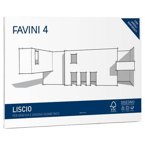 Cartangolo da disegno Favini 4 f.to 33x48 cm 20 fogli da 220 g/m2 liscio neutro - A166503