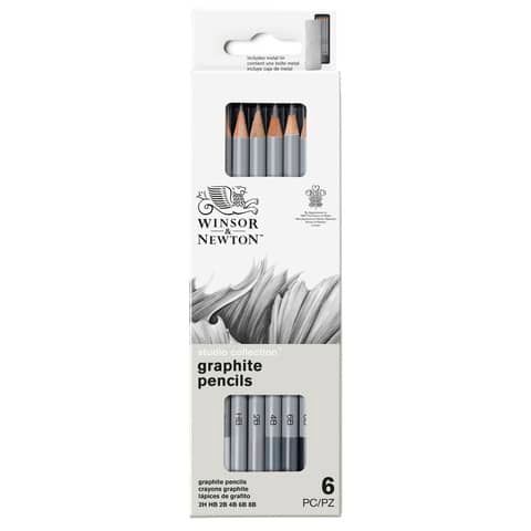 Set matite in grafite Winsor&amp;Newton Studio Collection scatola in metallo 6 pezzi - 0490006