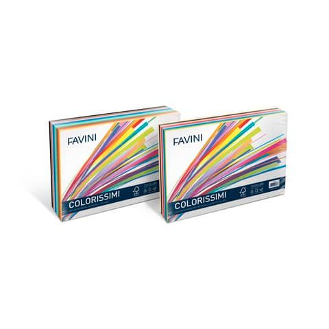 Carta colorata Favini Bristol Colorissimi 25x35 cm 200 g/m2 risma da 240 ff 12 colori - A35X244