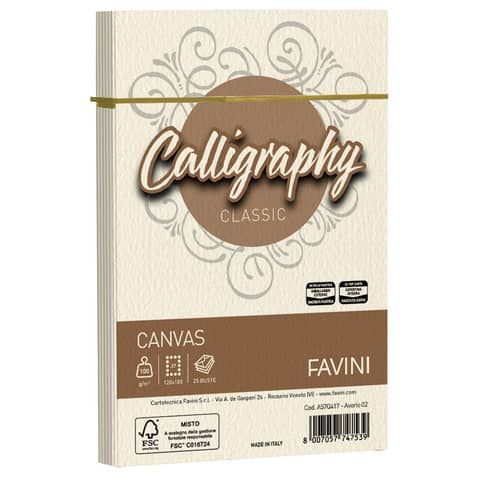 Carta canvas Favini Calligraphy buste per carta da lettere da stampare 100 g/m 12x18 25 buste cm avorio - A57Q417