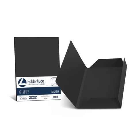 Cartellina 3 lembi Favini Folder Luce&amp;Acqua 200 g/m 24,5x34,5cm conf.25 nero - A50A434