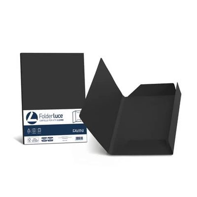 Cartellina 3 lembi Favini Folder Luce&amp;Acqua 200 g/m 24,5x34,5cm conf.25 nero - A50A434