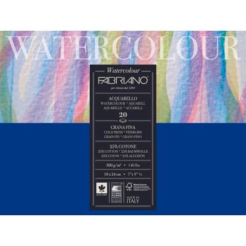 Blocco collato Fabriano Watercolour grana fine 20 fogli 18x24 cm - 300 g - 73611824