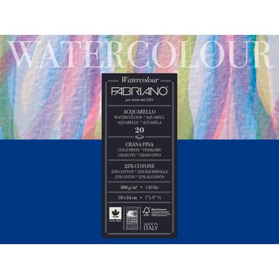 Blocco collato Fabriano Watercolour grana fine 20 fogli 18x24 cm - 300 g - 73611824