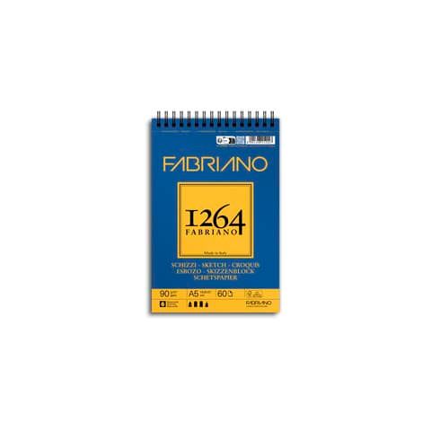 Blocco spiralato Fabriano 1264 schizzi 90 g 60 fogli A5 - spirale lato corto - 19100636
