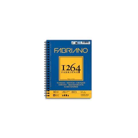 Blocco spiralato Fabriano 1264 schizzi 90 g 60 fogli A5 - spirale lato lungo - 19100634