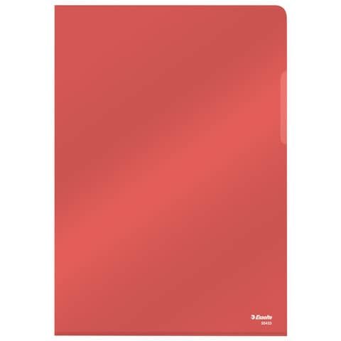 Cartella lucid ad L in PVC Esselte Crystal 220x310 mm conf. da 25 pezzi Esselte rosso - 554330
