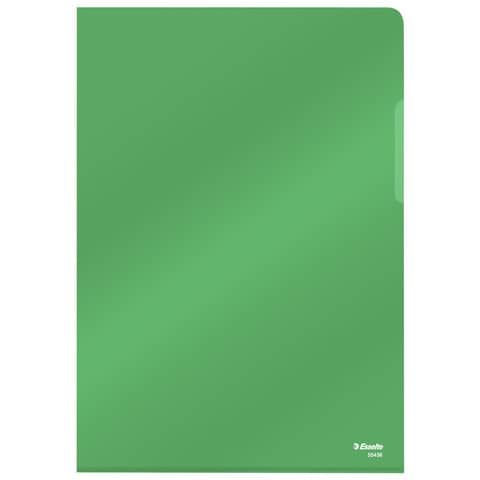 Cartella lucid ad L in PVC Esselte Crystal 220x310 mm conf. da 25 pezzi Esselte verde - 554360