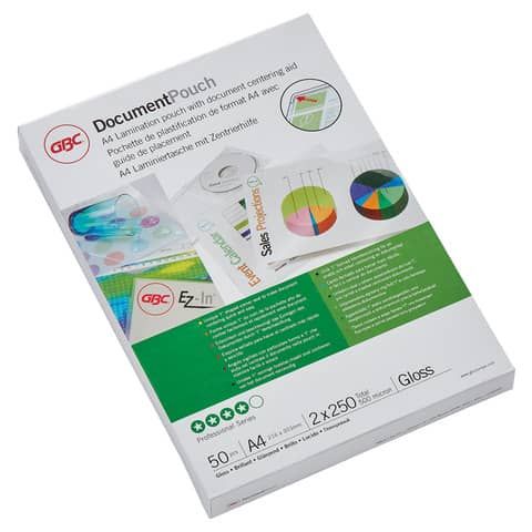 Pouches per plastificatrici a caldo GBC 2x250 m finitura lucida formato biglietti da visita conf. da 50 GBC