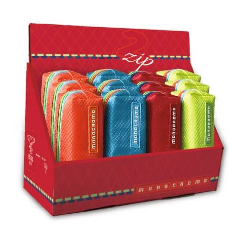 Espositore astucci a 2 zip Pigna Monocromo 12 pezzi colori assortiti - 0231181