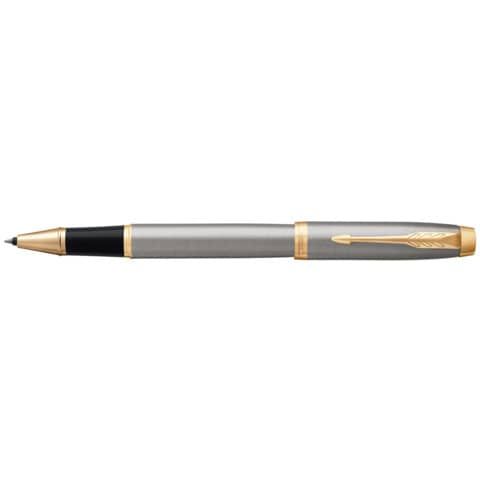 Penna roller Parker IM punta F inchiostro nero Parker Brushed Metal GT 1931663