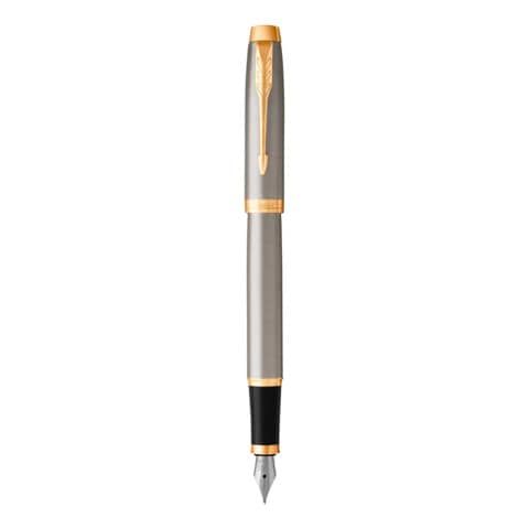 Penna stilografica Parker IM punta M inchiostro blu Brushed Metal GT - 1931656
