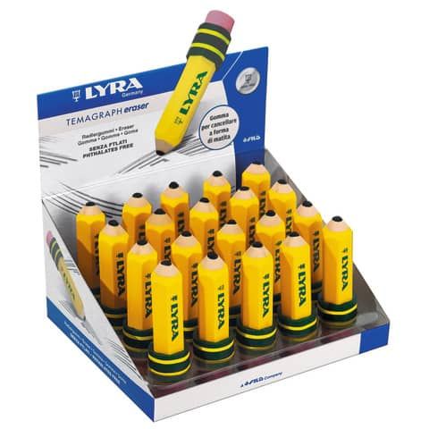 Espositore 20 gomme matita Lyra Termagraph Eraser 2x7 cm - L7417201