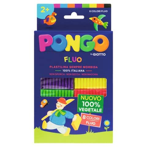 Panetti di plastilina 100% vegetale Pongo by Giotto 264 g conf. da 8 colori fluo assortiti - F603200