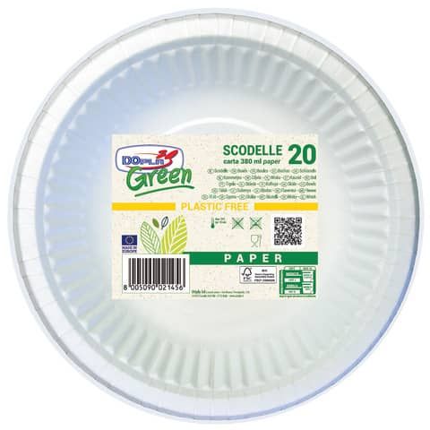 Scodelle Dopla Green in carta Bi fibra vergine conf. 20 pz. Bianco  190 mm - 8158