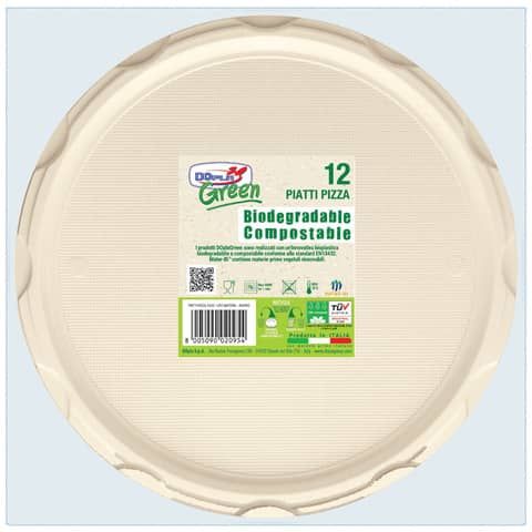 Piatti pizza in Mater-BI Dopla Green avorio conf. 12 pz pizza  320 mm 11798
