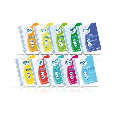 Ricambi rinforzati in PVC Blasetti per quaderni ad anelli A4 - 100 g/m2 - 40 ff 10F - 8064