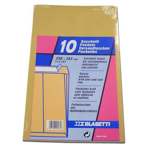 Busta a sacco Blasetti Mondex Avana - 120 g/m2 - in conf. 10 buste - 250x353 mm - 585