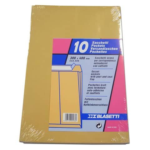 Busta a sacco Blasetti Mondex Avana - 120 g/m2 - in conf. 10 buste - 300x400 mm - 586