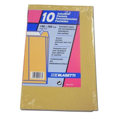 Busta a sacco Blasetti Mondex Avana - 100 g/m2 - in conf. 10 buste - 190x260 mm - 578