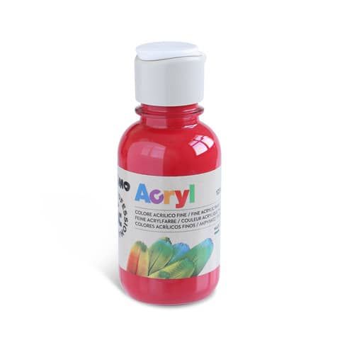 Colore acrilico Primo in bottiglia PET con tappo dosatore 125 ml rosso carminio - 402TA125310